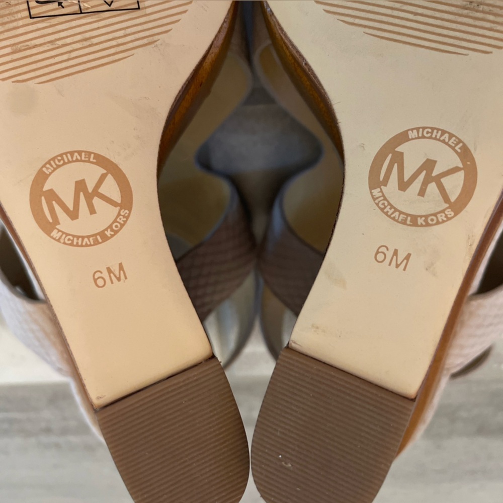 Michael Kors Josephine Snakeskin Embossed Wedge Open Toe Heels Sandals Size 6 - Picture 11 of 11